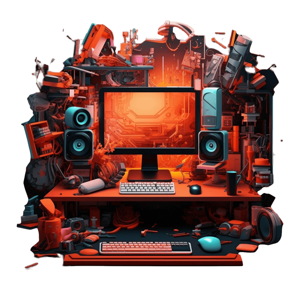 Intense Jacked-Up computer workstation